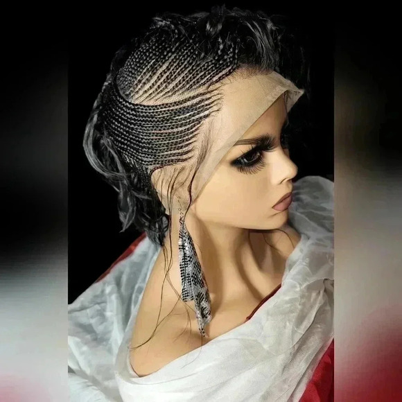 Luxurious Handmade Full Lace  braided Wig: Elegance in  Mohawk,  black  gorgeou - Picture 7 of 17